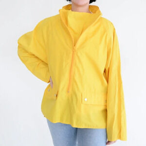Vintage 90s Izod  Outerwear Yellow Three Quarter Zip Windbreaker Pullover M